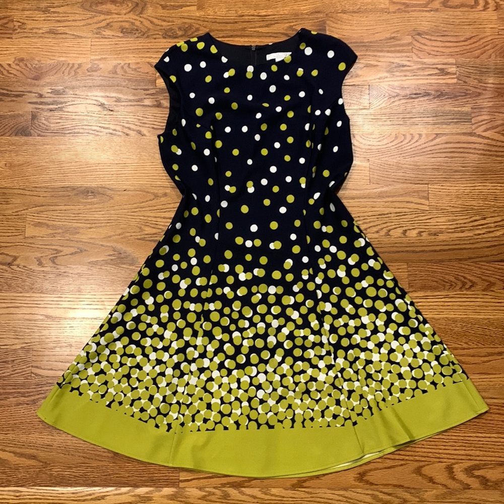 London Times Petites A-line boatneck midi cocktail dress